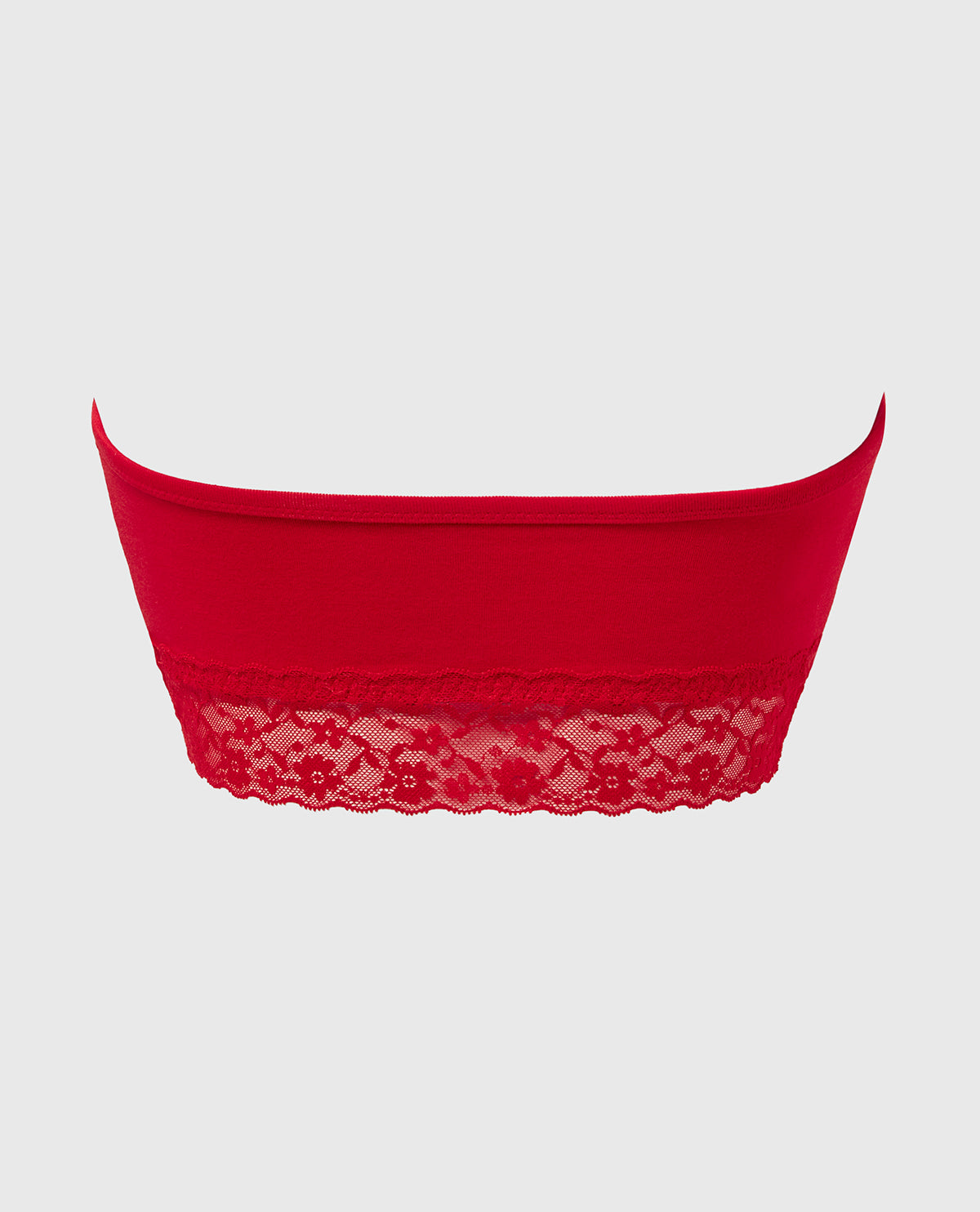 Intermix - Unlined Bandeau Bralette with Essential Lace Trim in Chili Red - 