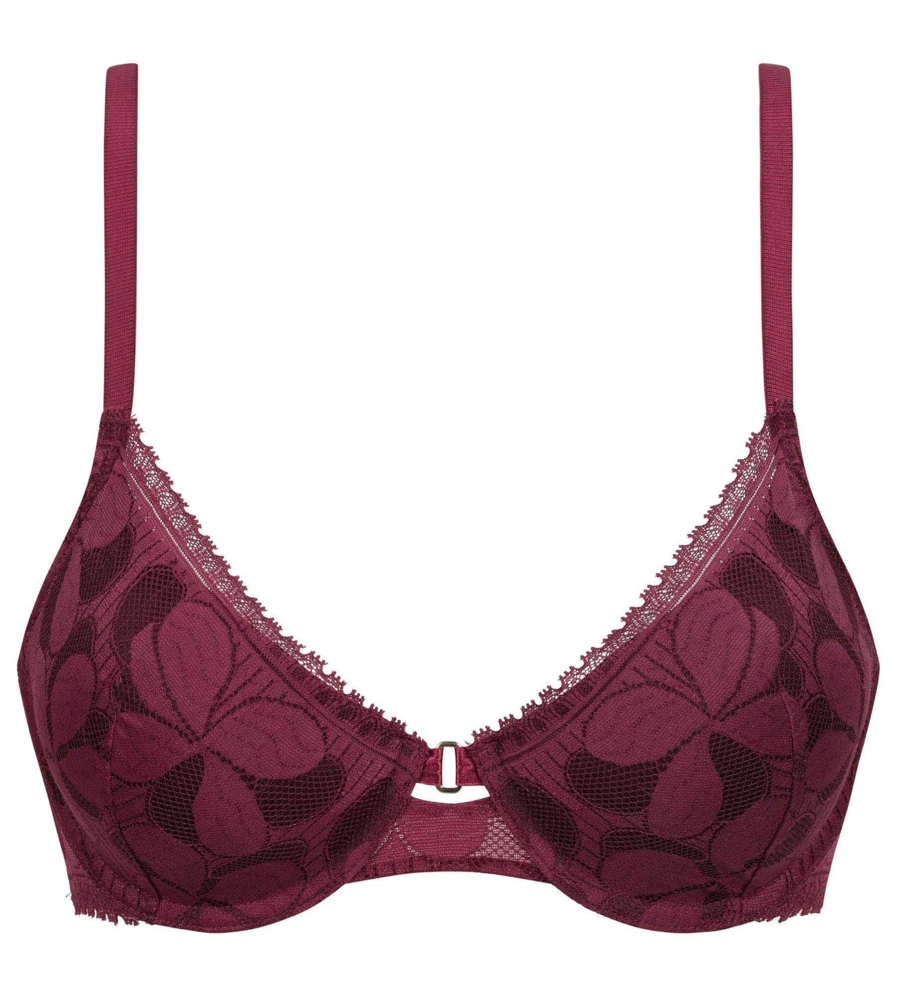Intermix - Lace Art Flowers Underwired Basket Bra in Beaujolais - 