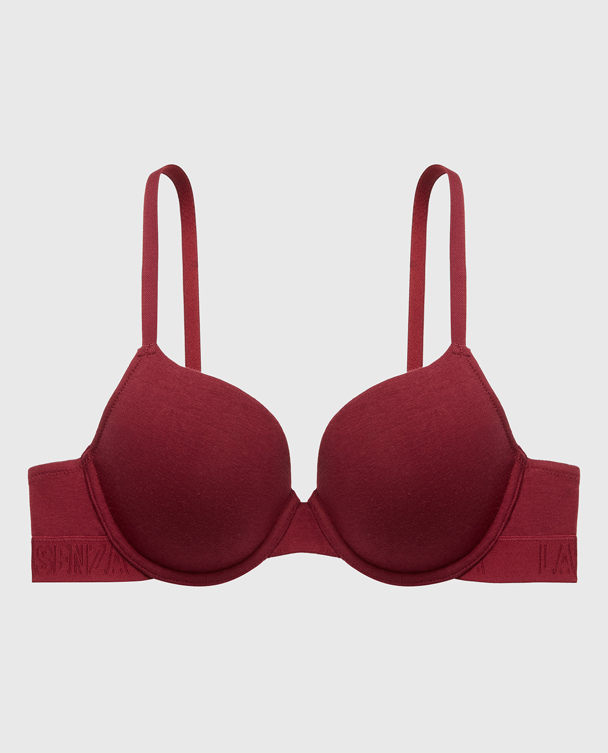 Intermix - Lightly Lined Demi Bra with Logo Band in Cabernet - 