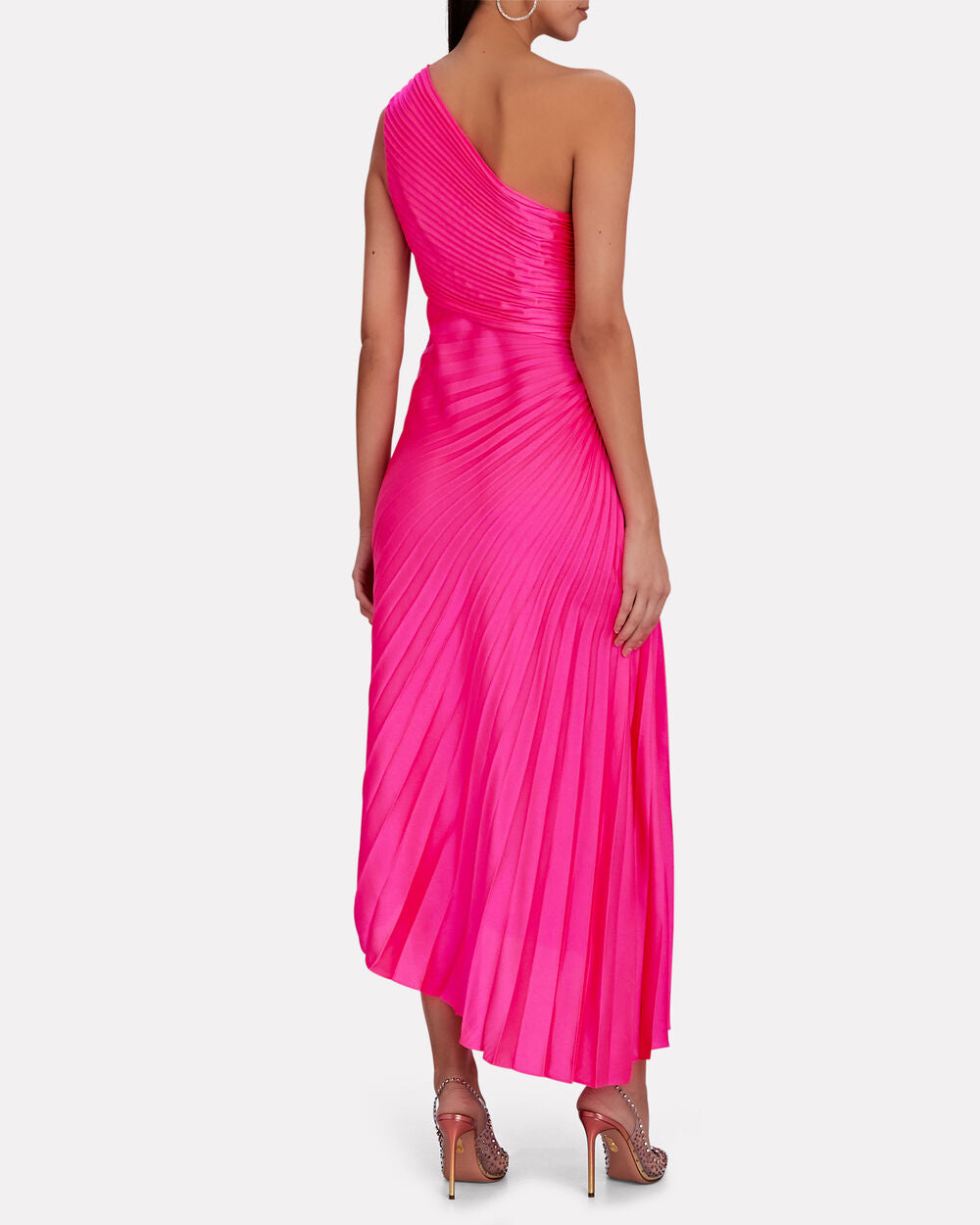 Delfine One-Shoulder Plisse' Midi Dress Delfine One-Shoulder Plisse' Midi Dress