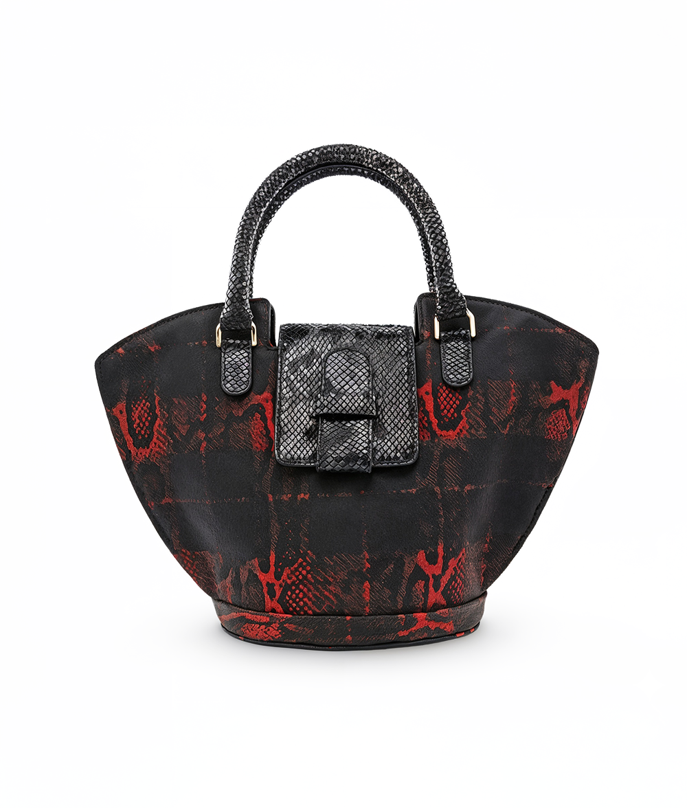 Intermix - Abanico Large in Red Tartan/Black Leather - 