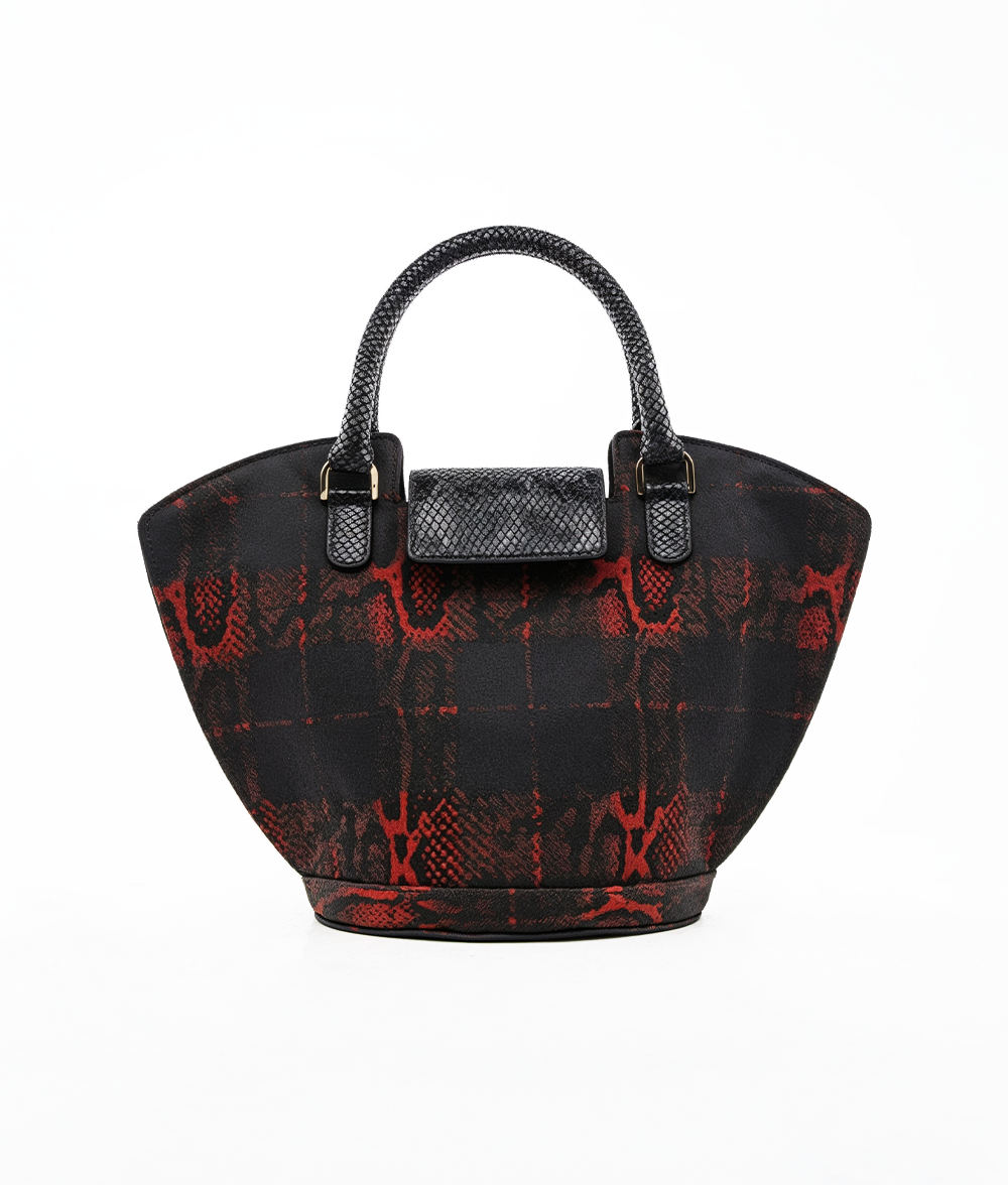 Intermix - Abanico Large in Red Tartan/Black Leather - 