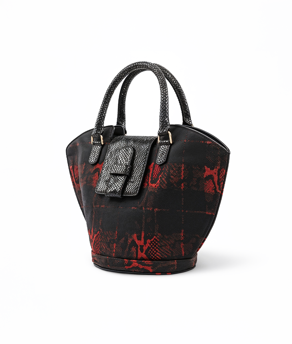 Intermix - Abanico Large in Red Tartan/Black Leather - 