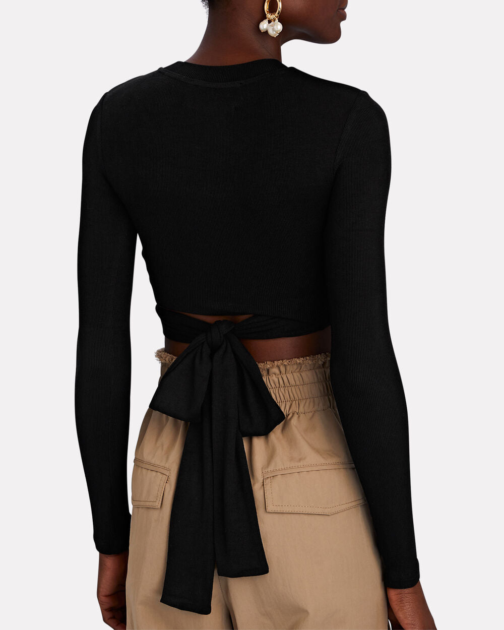 Intermix - Cut-Out Ribbed Knit Cropped Top - 