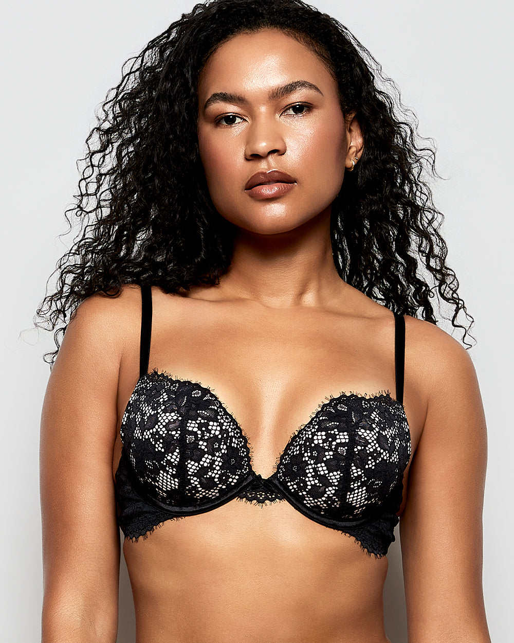 Intermix - Lace Push Up Bra in Black and Pink - 