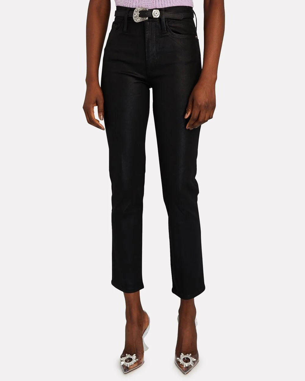 Intermix - Le Sylvie Coated Straight-Leg Jeans - 