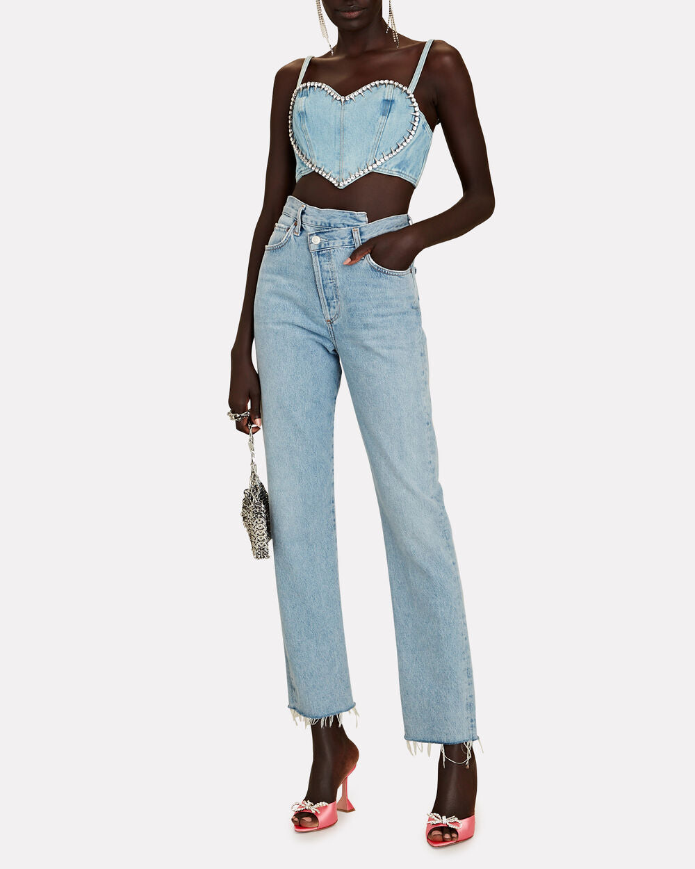 Intermix - Rosie Crystal-Embellished Satin Mules - 