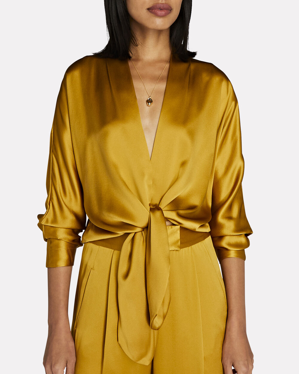 Intermix - Long Sleeve Tie Front Blouse - 