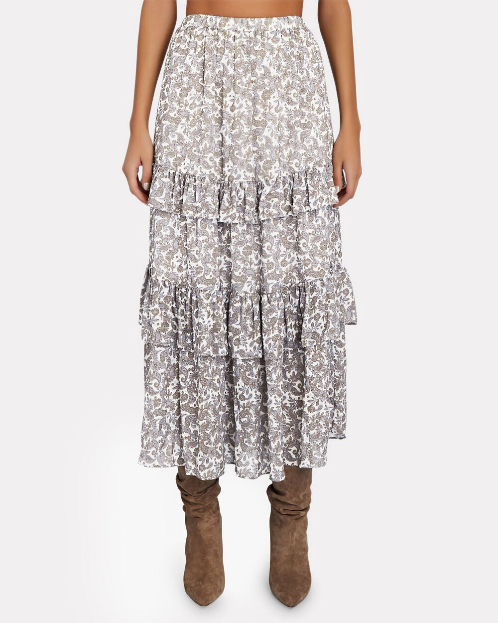 Intermix - Odette Ruffled Printed Voile Midi Skirt - 