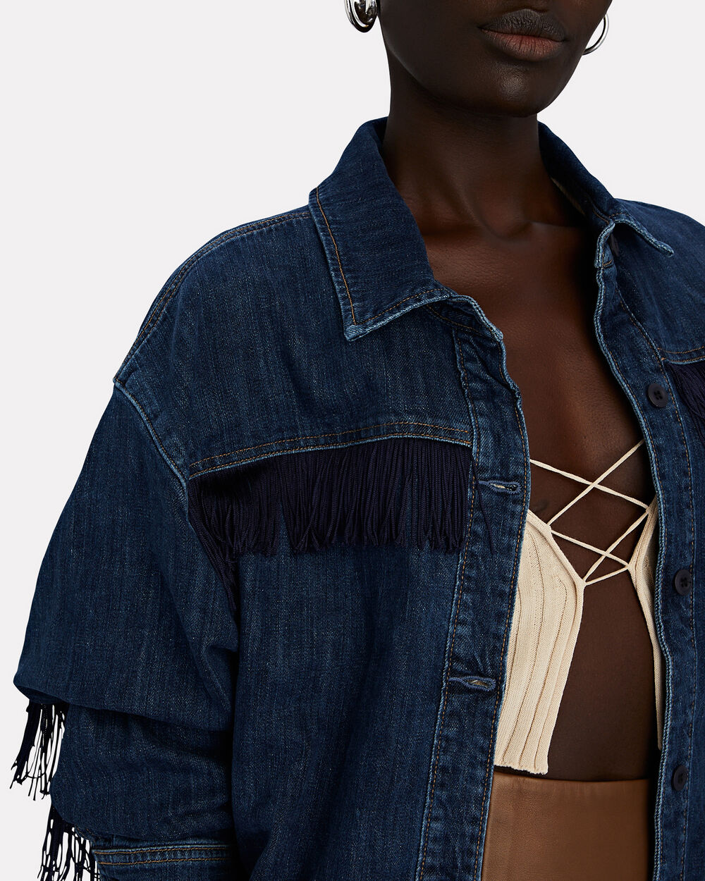 Intermix - Kira Denim Fringed Shirt Jacket - 