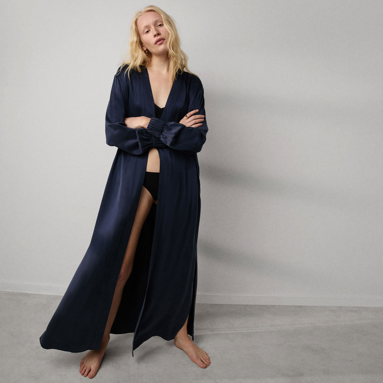 Intermix - Washable Silk Long Robe - 