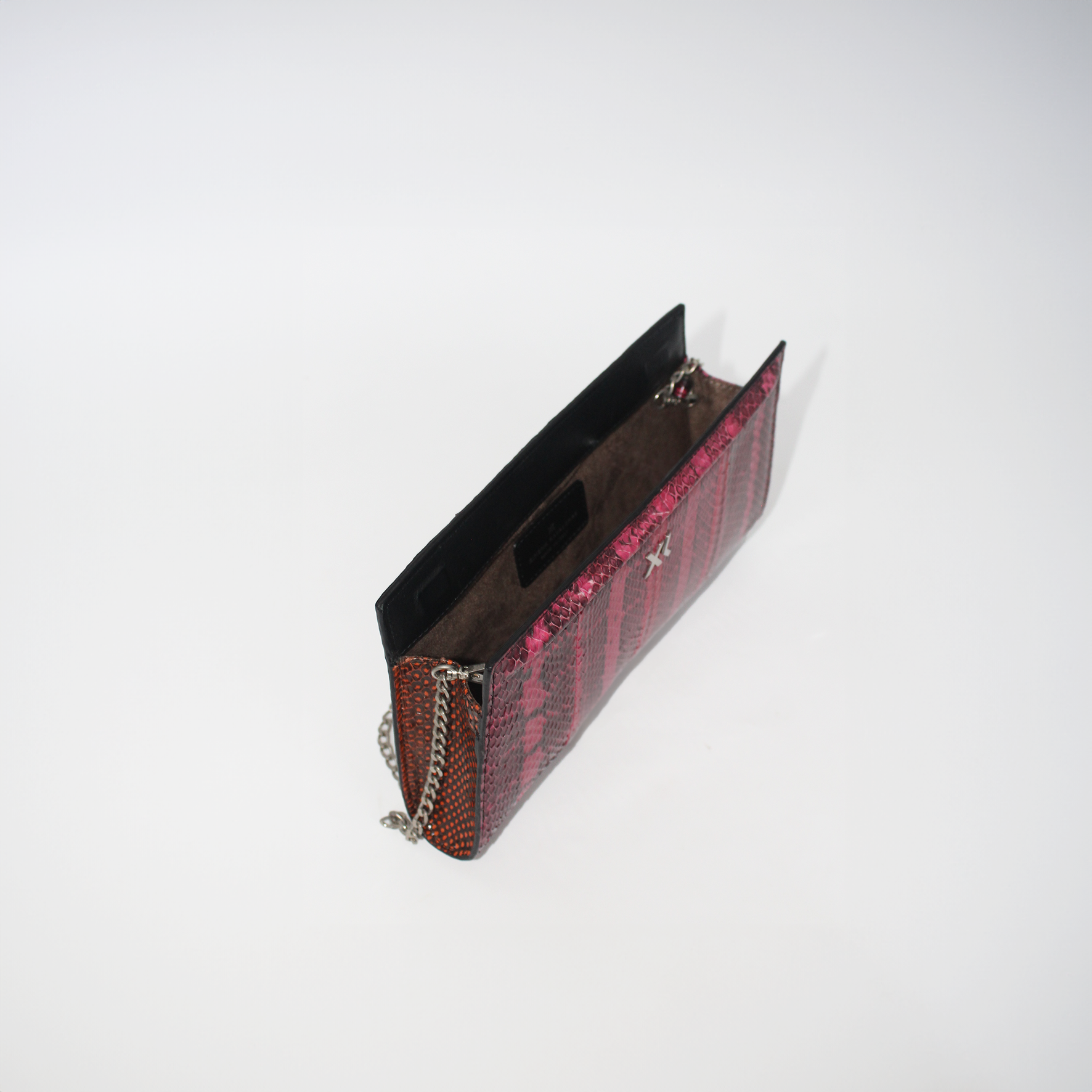 Intermix - Ivy Clutch in Fuchsia and Terracotta Water Snake - 