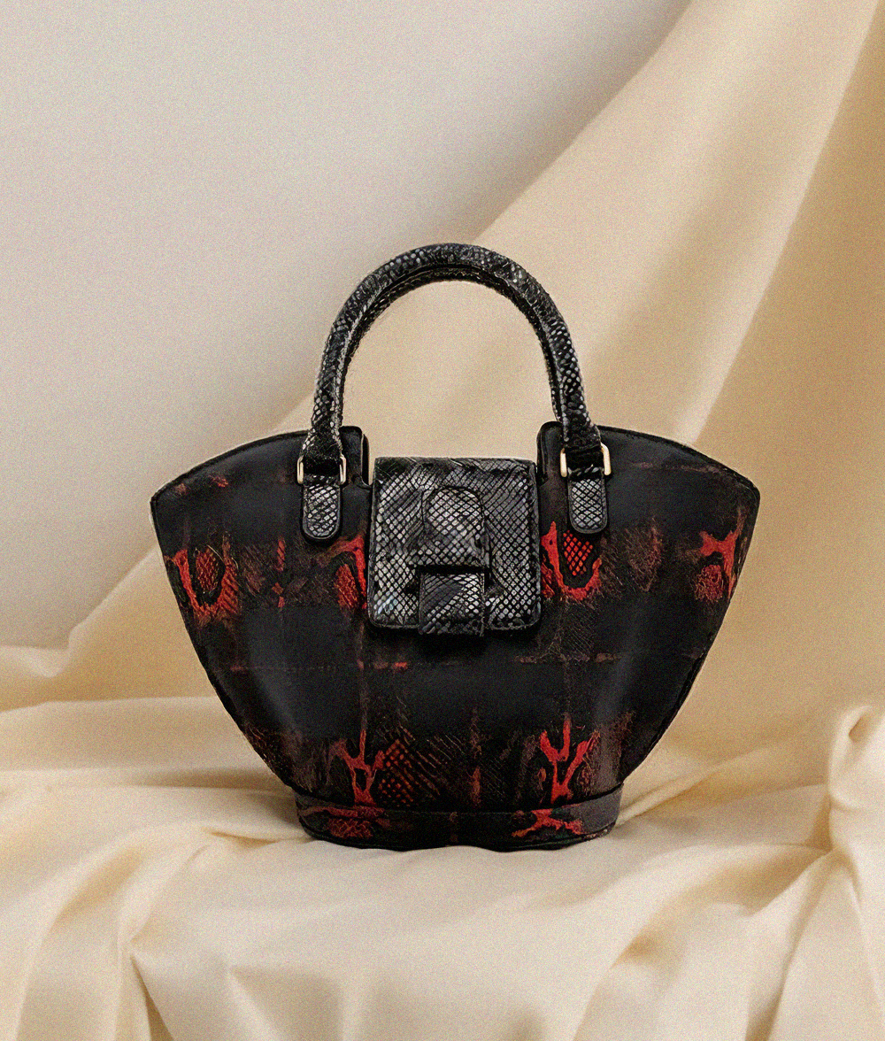 Intermix - Abanico Large in Red Tartan/Black Leather - 