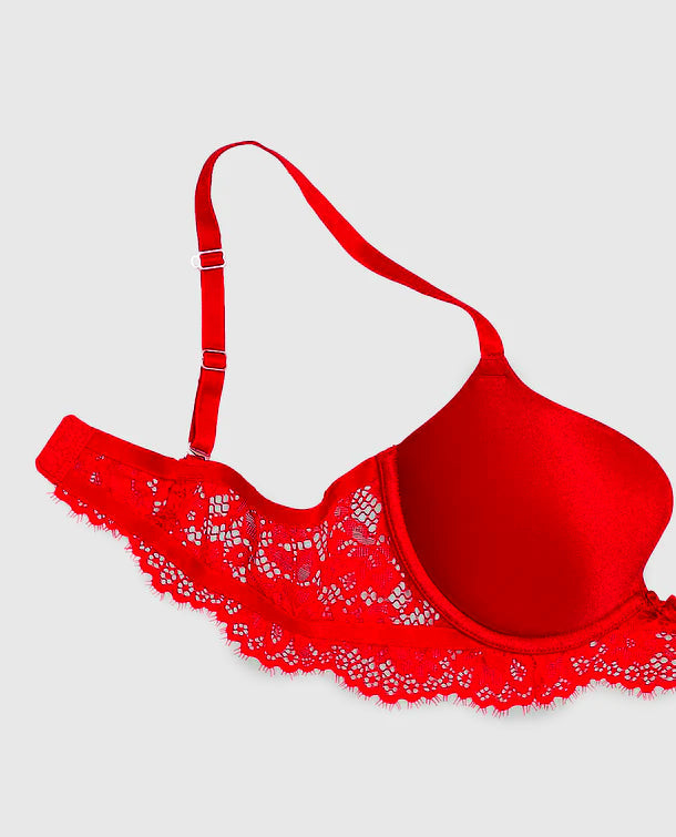 Intermix - Push Up Bra With Lace Wings in Cosmo Red - 