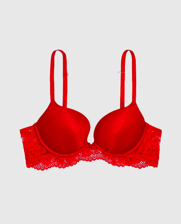 Intermix - Push Up Bra With Lace Wings in Cosmo Red - 