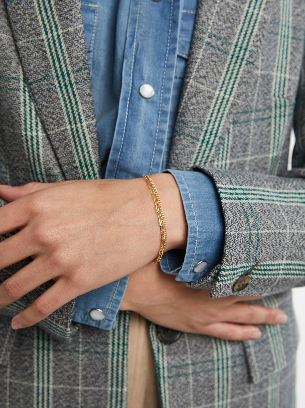 Intermix - Layered Chain Bracelet - 