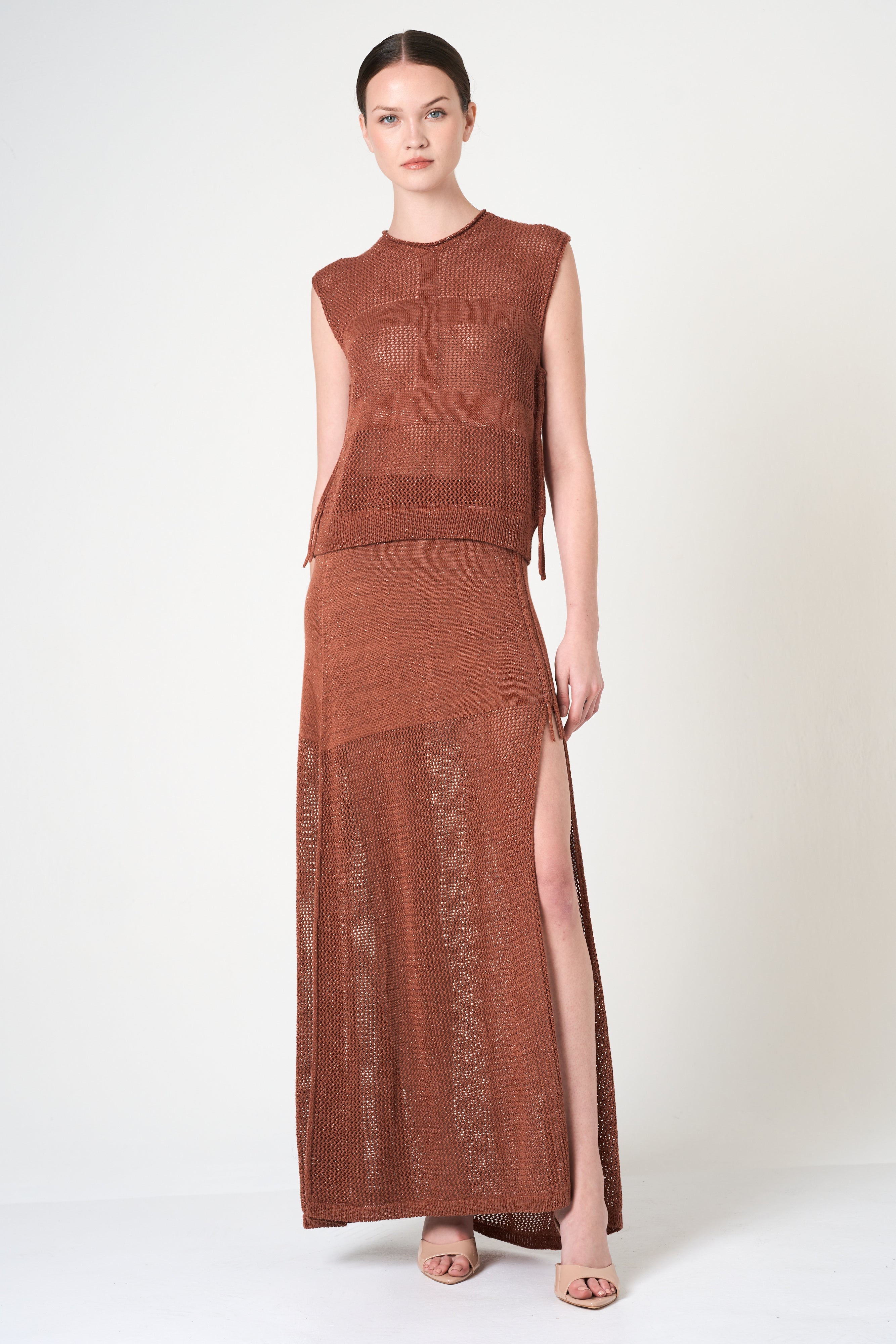 Intermix - Luxe Long Skirt in Brick - 
