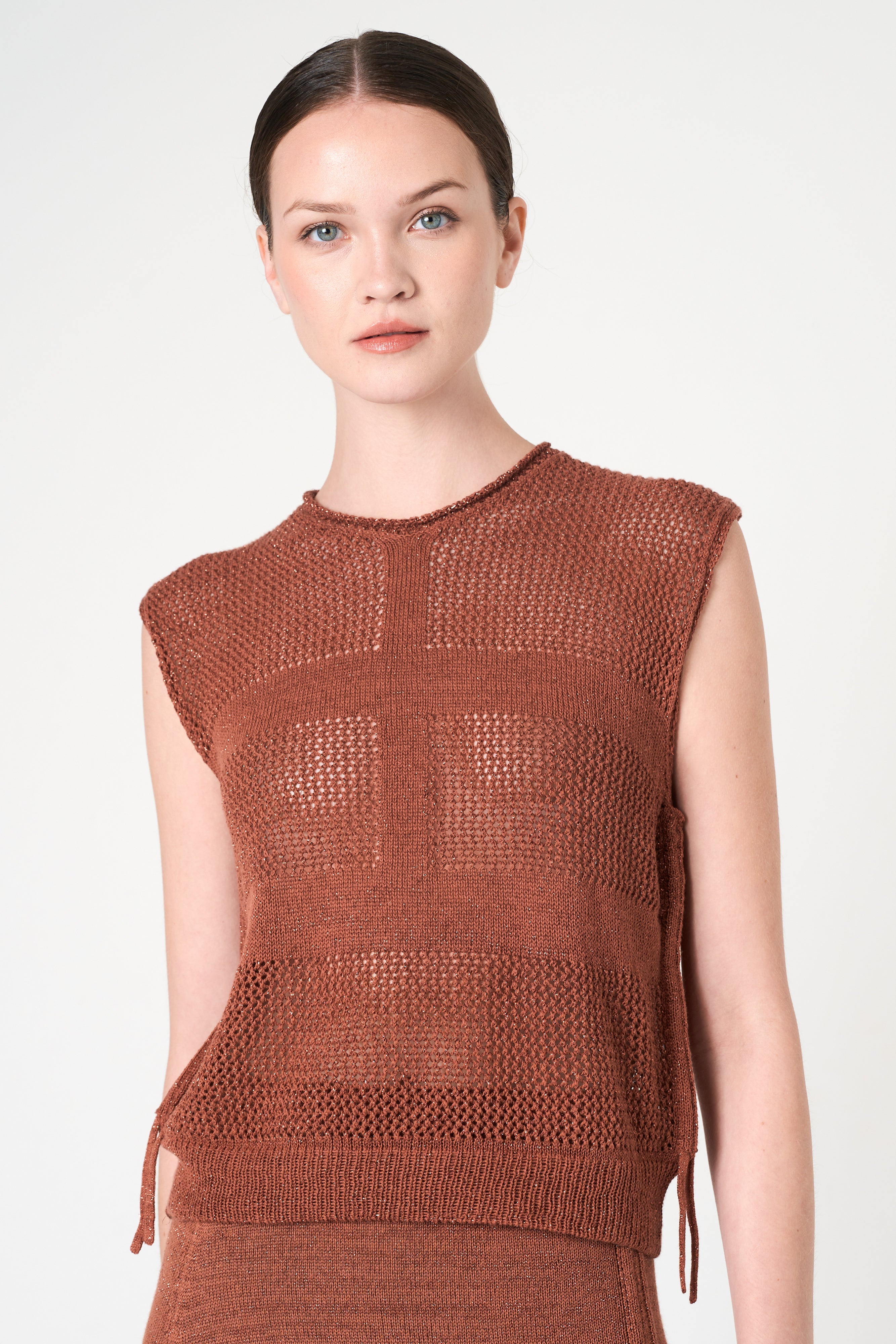 Intermix - Luxe Sleeveless Top in Brick - 