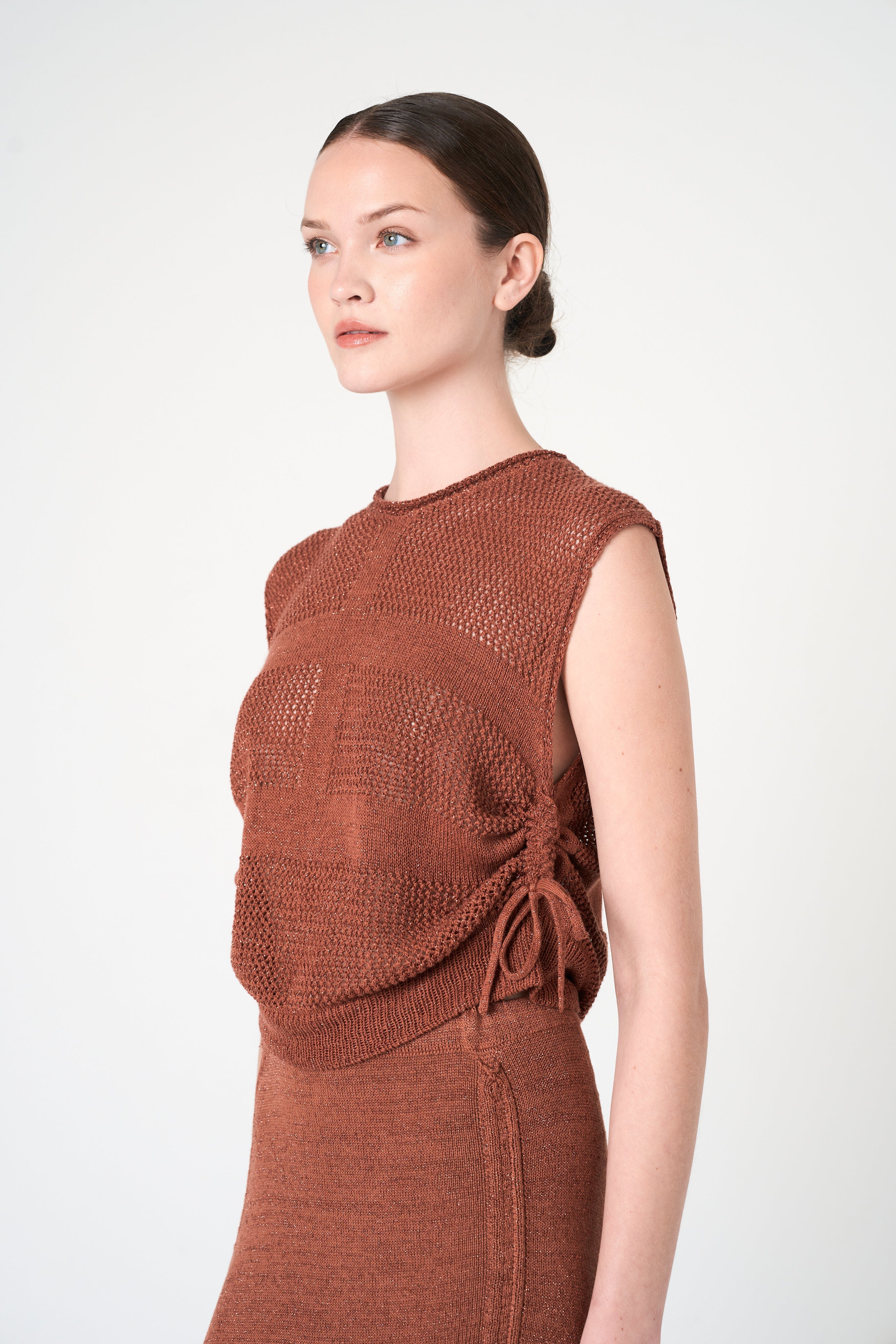 Intermix - Luxe Sleeveless Top in Brick - 