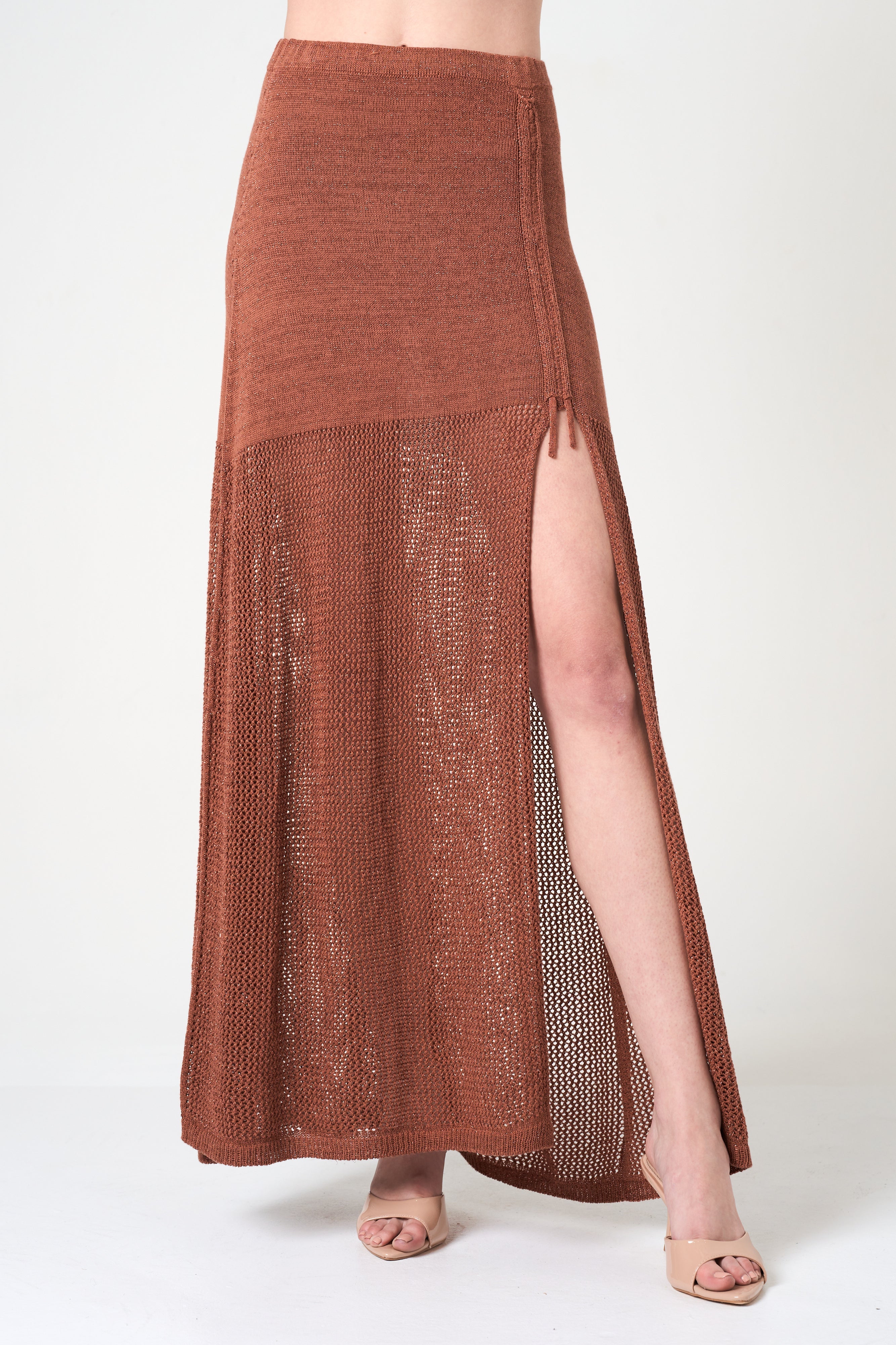 Intermix - Luxe Long Skirt in Brick - 