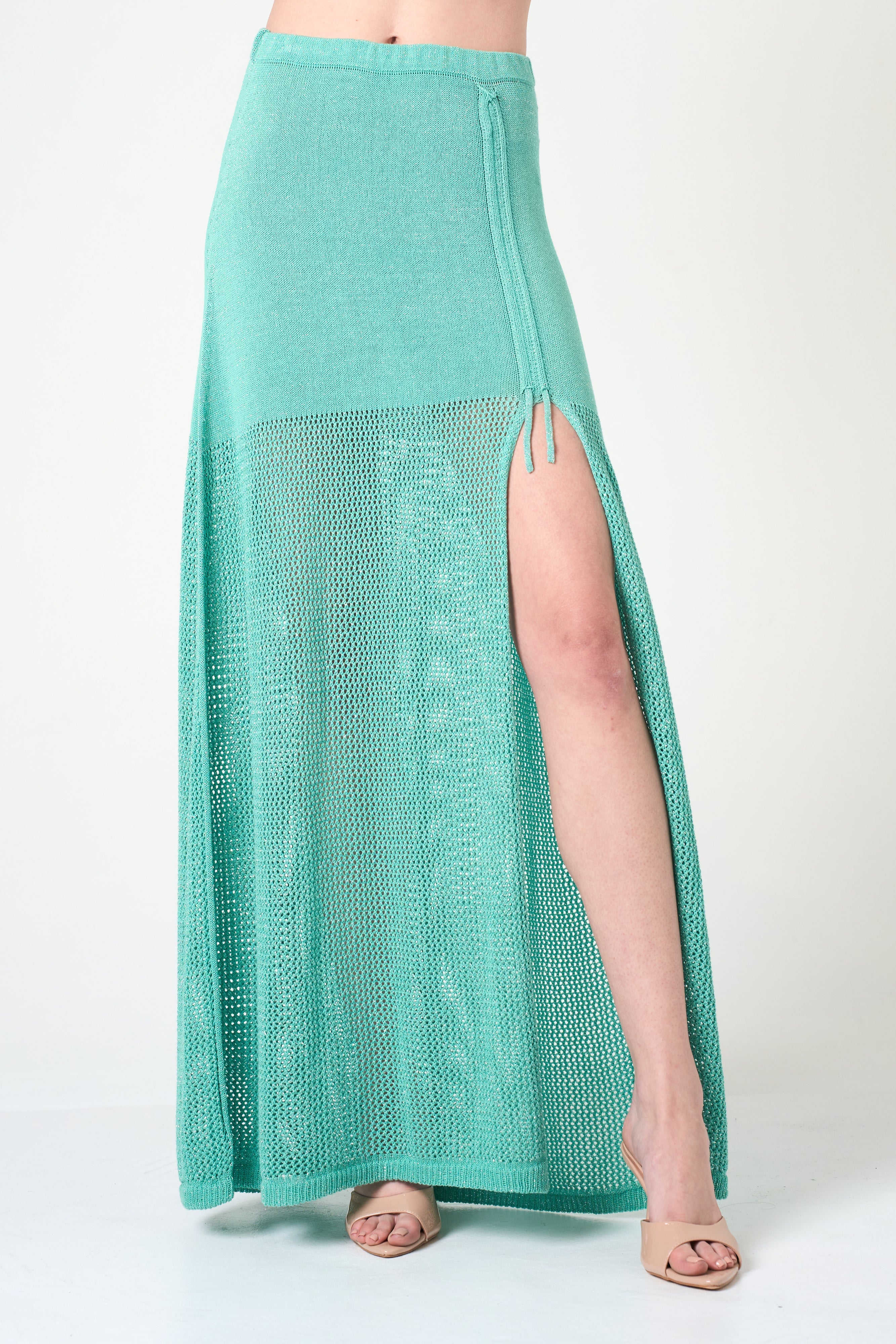Intermix - Luxe Long Skirt in Aqua - 