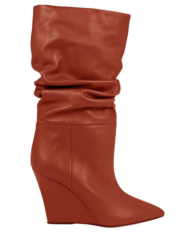 Slouch Leather Wedge Ankle Boots