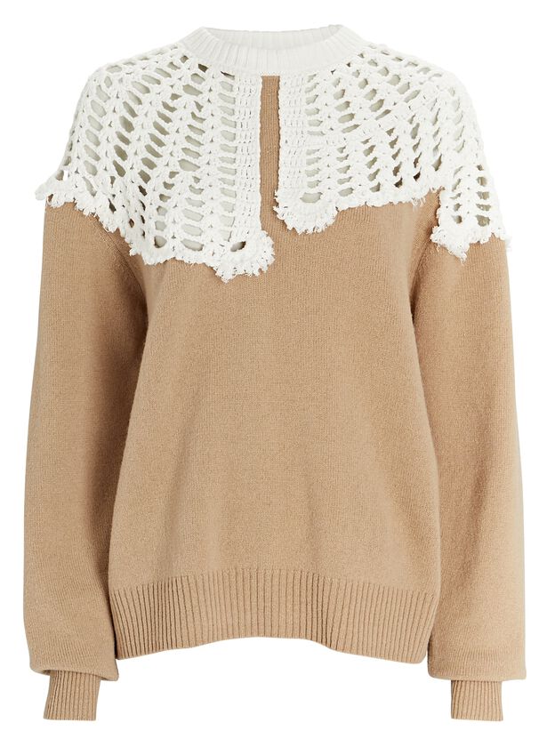 Lana Crochet Collar Wool Sweater