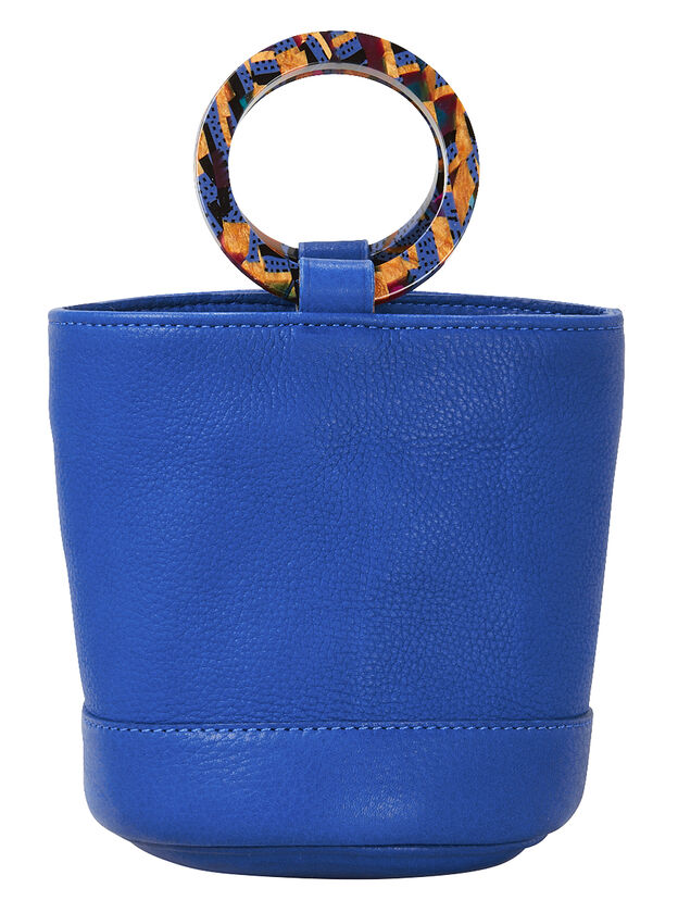 Bonsai Blue Leather Mini Bucket Bag