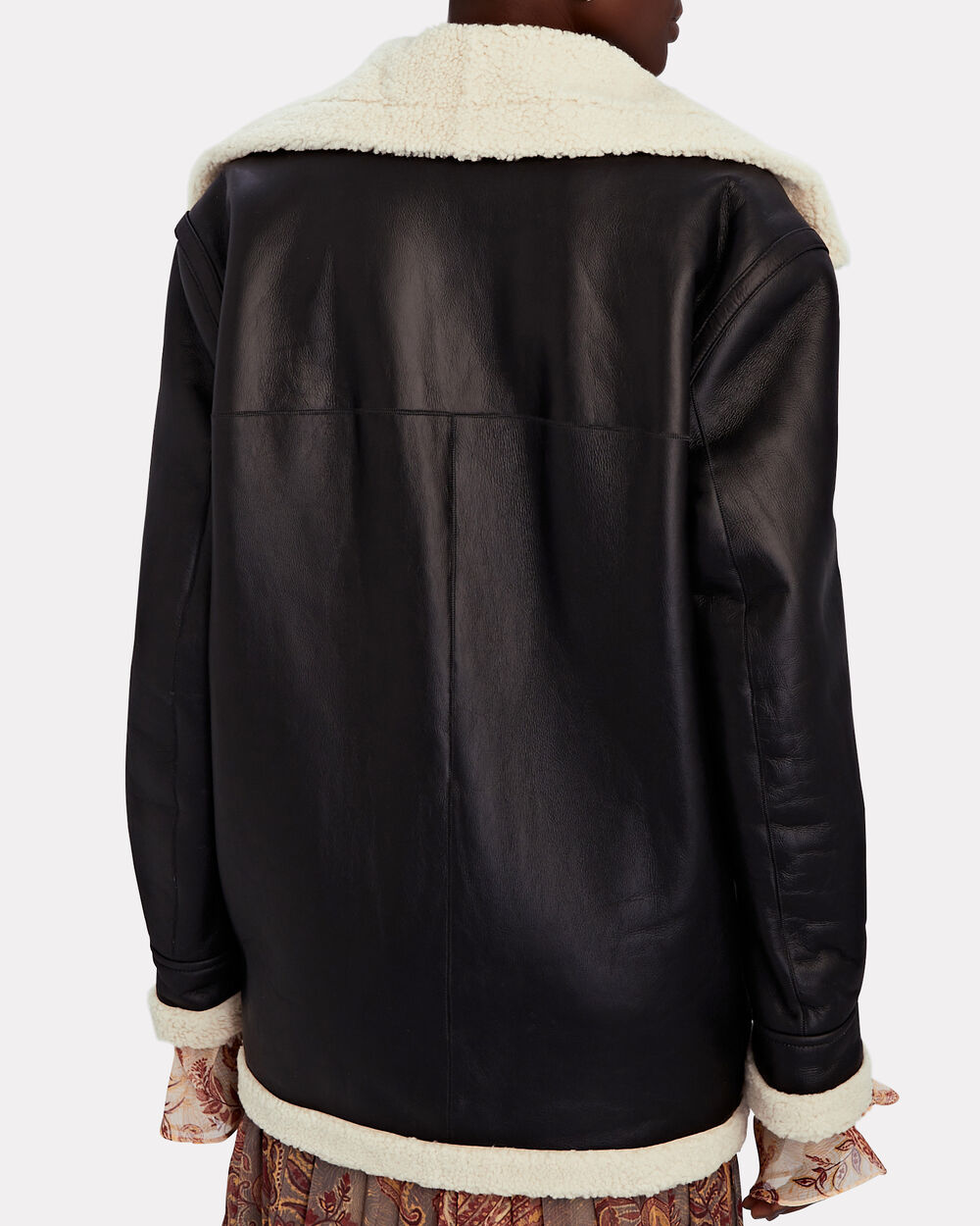 Zeynep Arcay Oversized Leather Biker Jacket in White