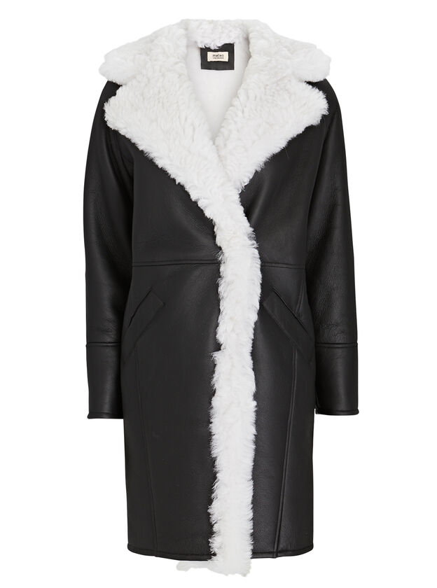 Shearling-Trimmed Leather Coat