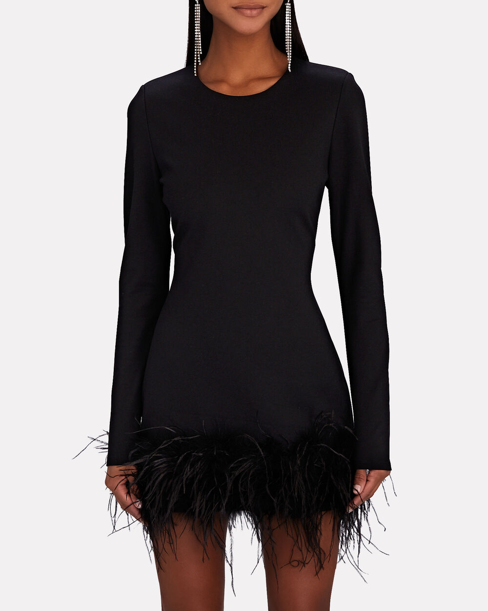 Defiant Boutique Black Feather Trim Mini Dress Large