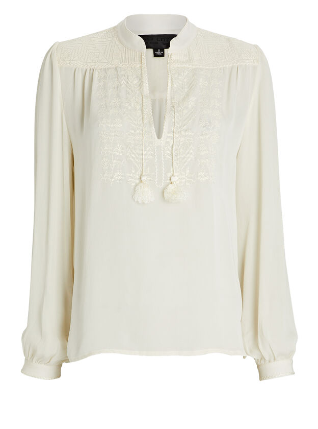 Renee Embroidered Crepe De Chine Top