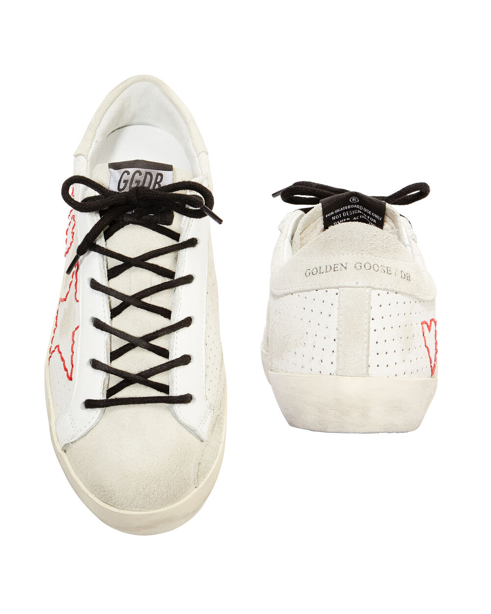 Red Stitched Superstar Whire Sneakers | Golden Goose
