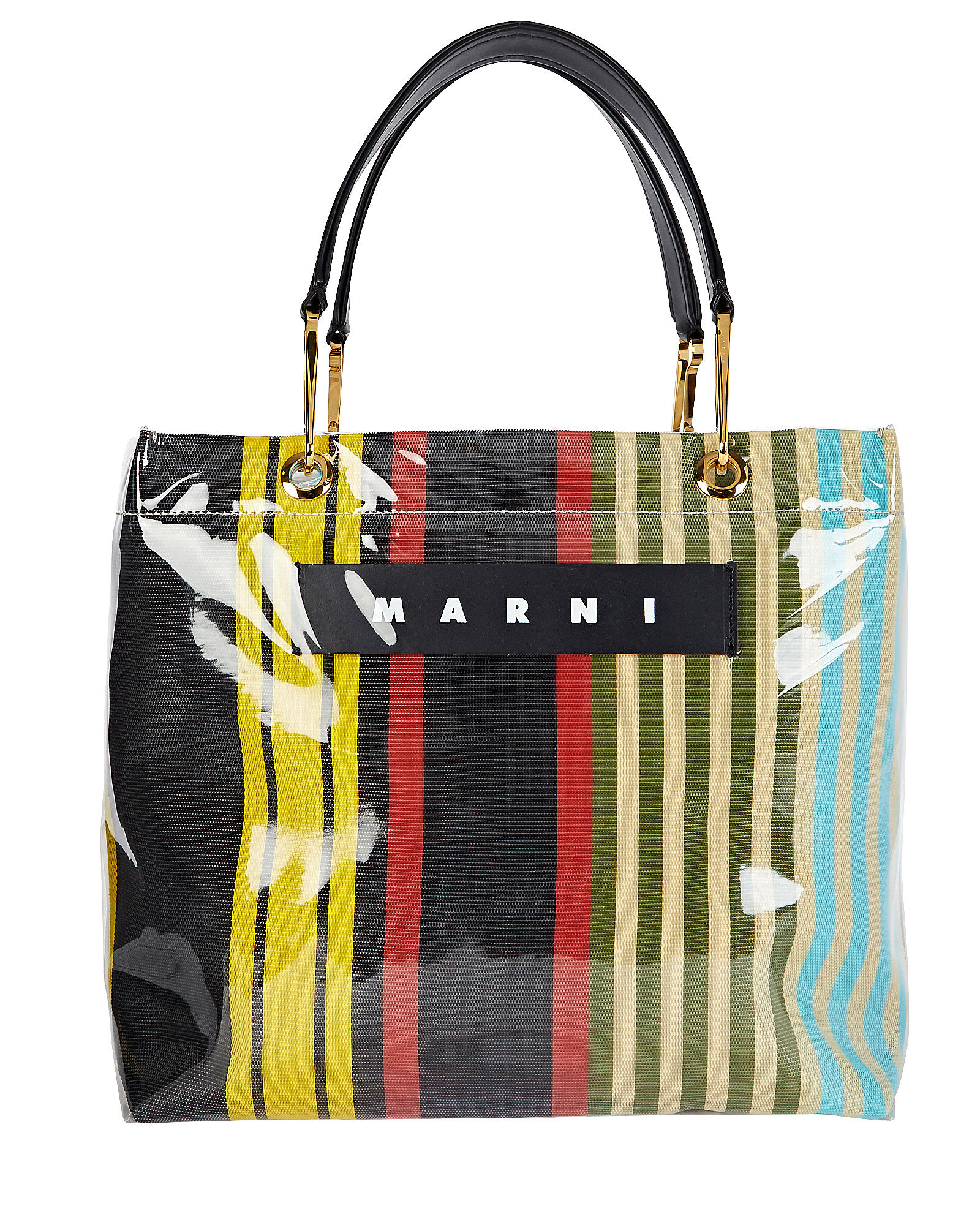 Marni Glossy Grip Logo Striped Tote Bag | INTERMIX®