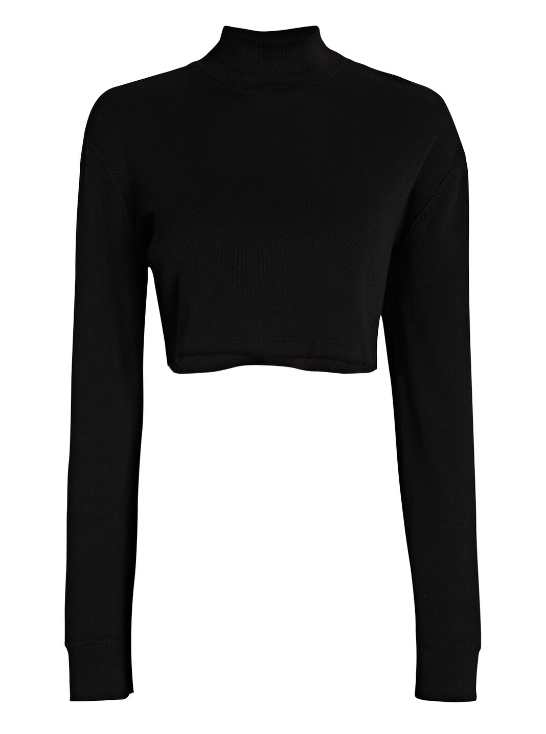 Cropped Mock Neck Cotton Sweater