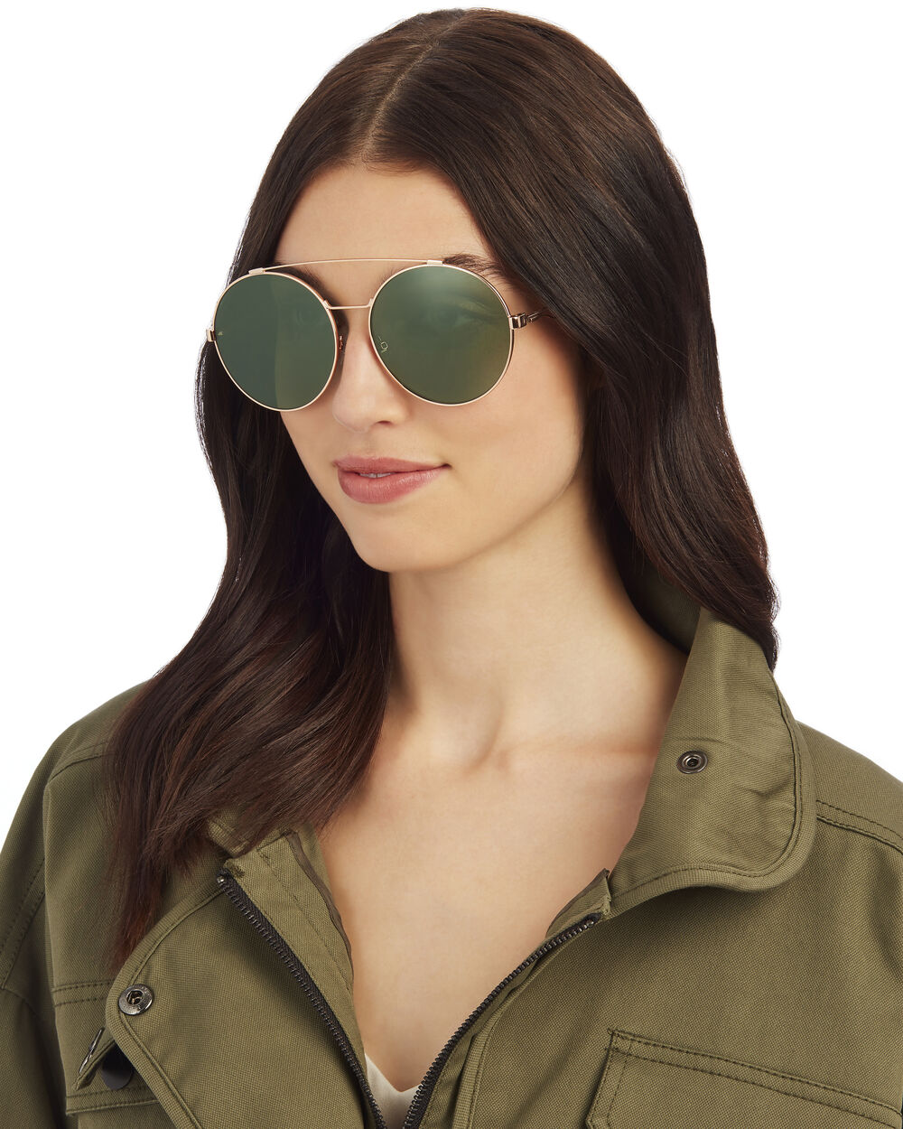 Brown Bar Oversized Round Sunglasses | INTERMIX