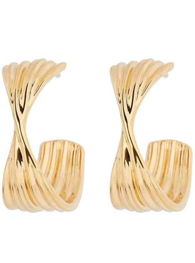 Medium Textured Wave Hoop Earrings