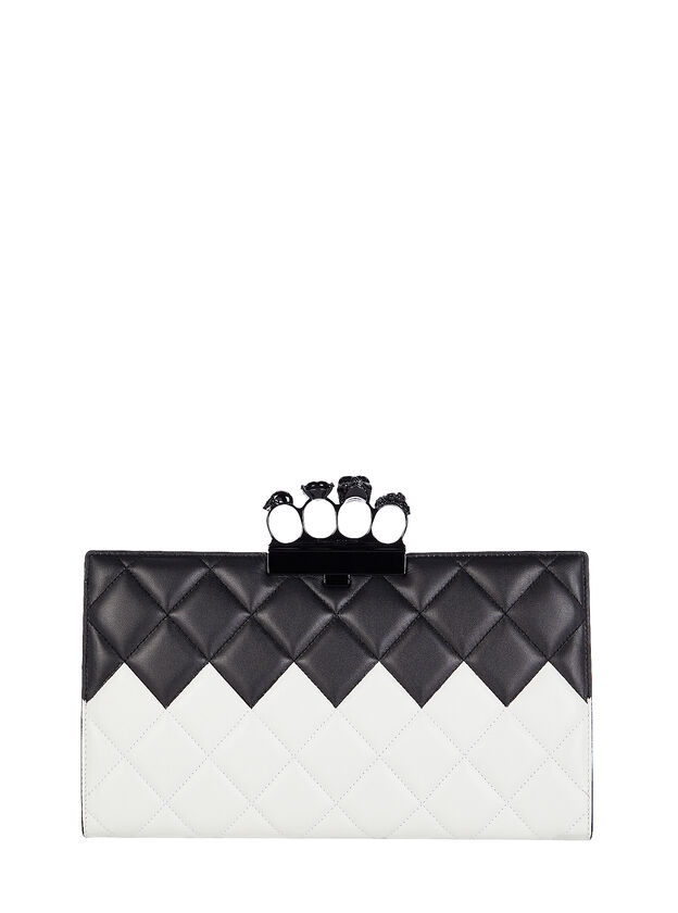 Skull Four Ring Quilted Clutch