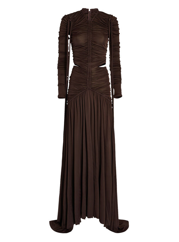 Ruched Cut-Out Jersey Maxi Dress