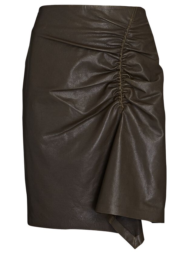 Kawaii Ruched Leather Mini Skirt