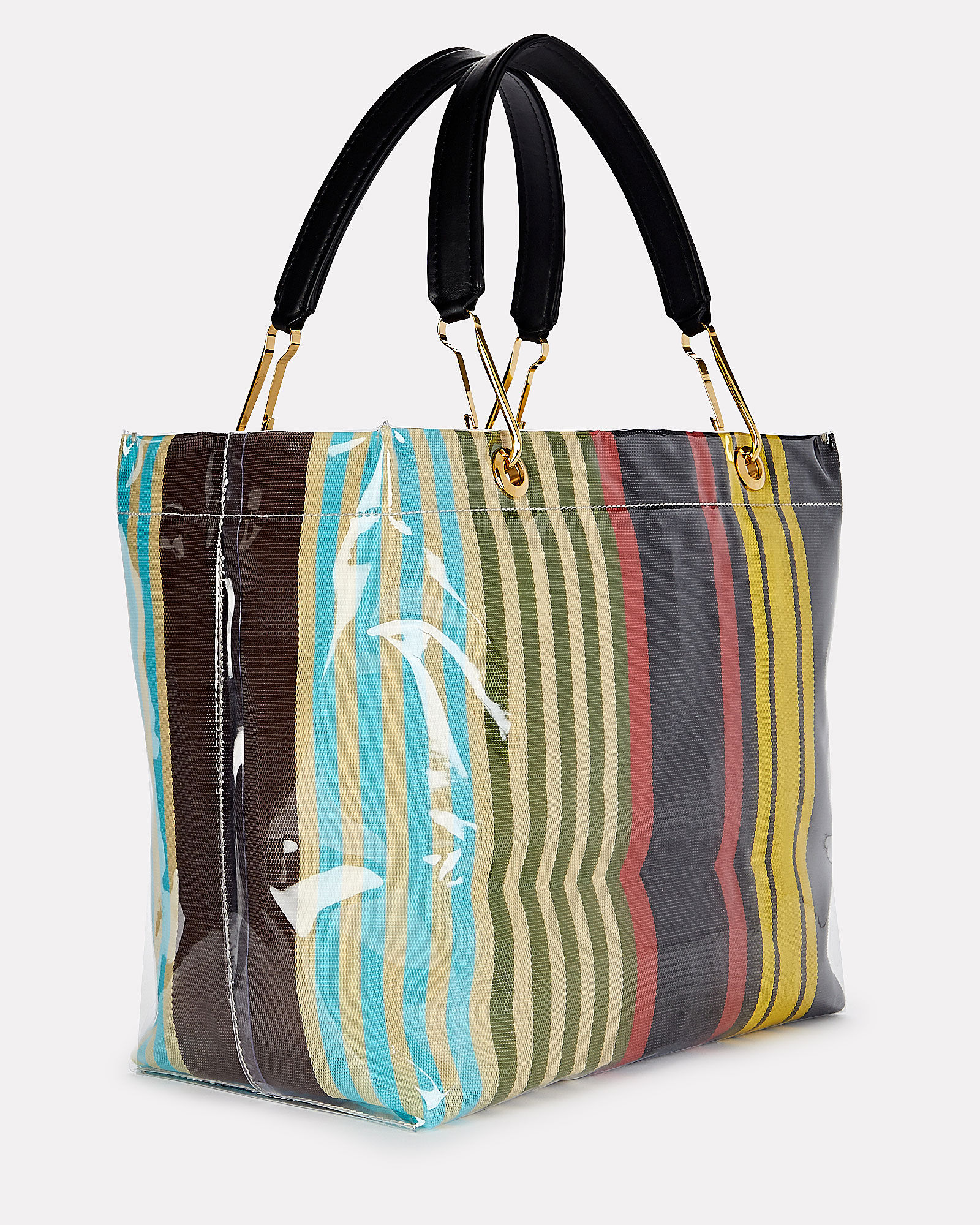 Marni Glossy Grip Logo Striped Tote Bag | INTERMIX®