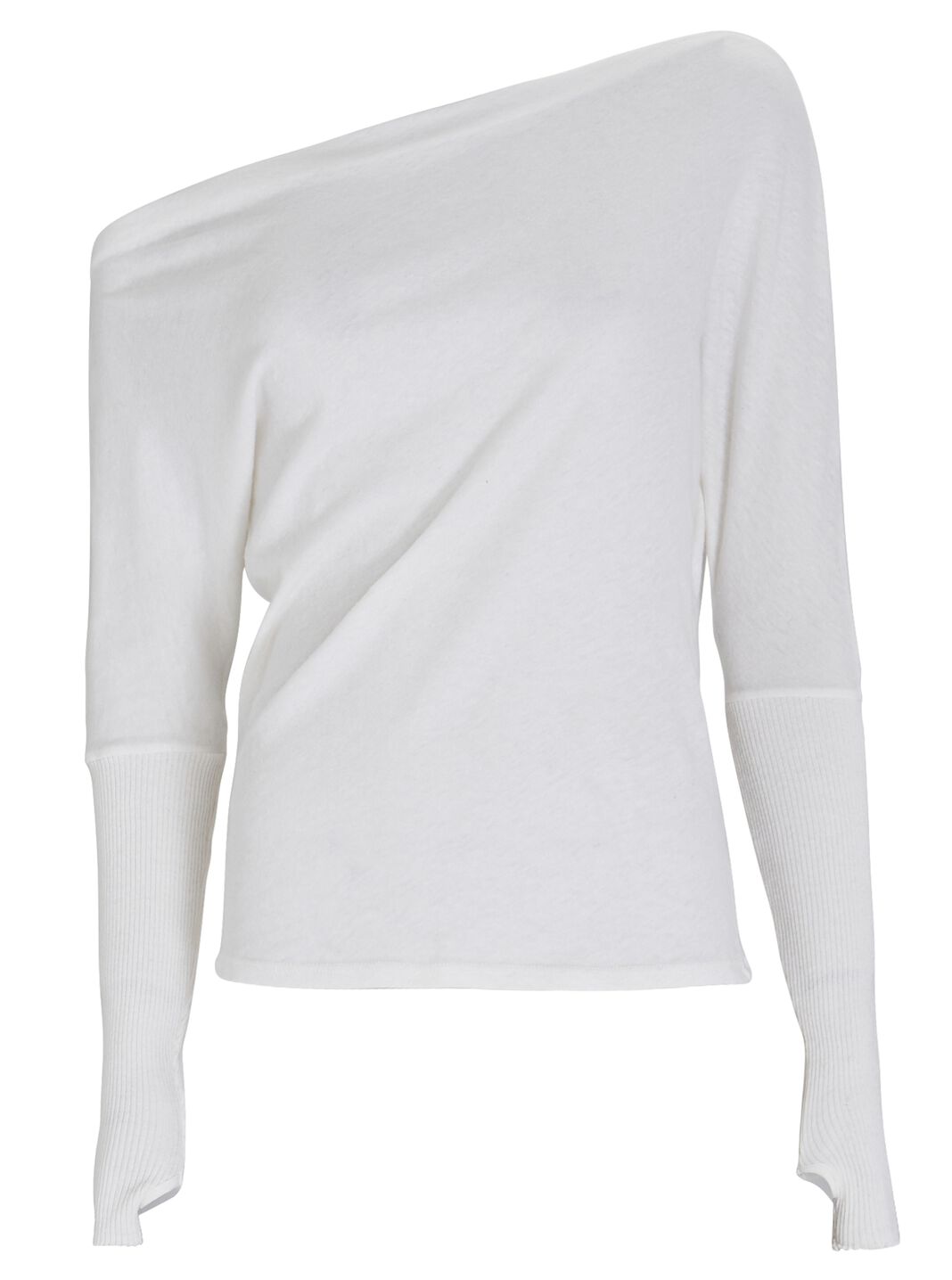 Cotton-Cashmere One-Shoulder Top