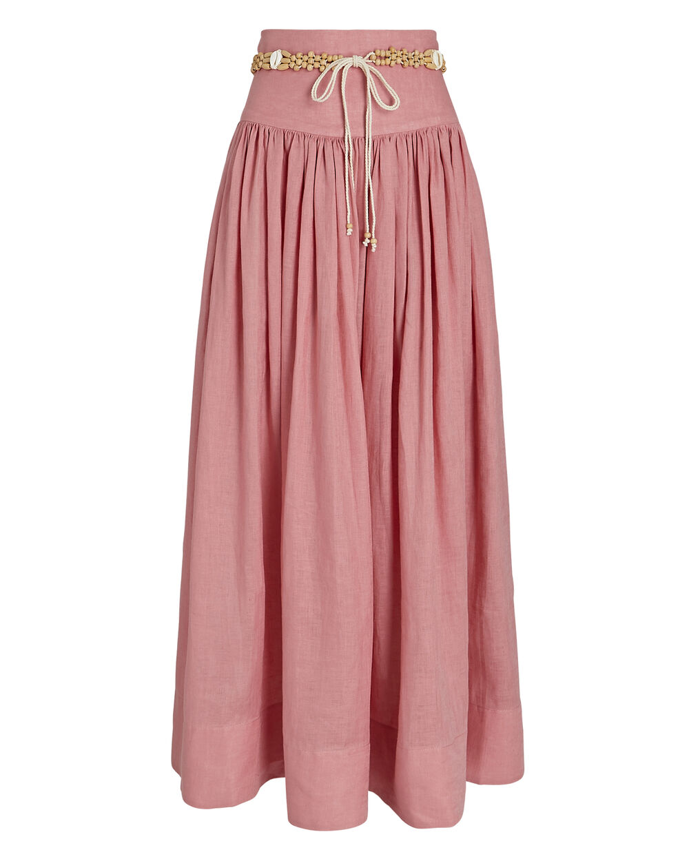 Charlotte West - Ladies Linen A-line Skirt with Rib Waistband (Size 12) -  Pink - 7488345 - TJC