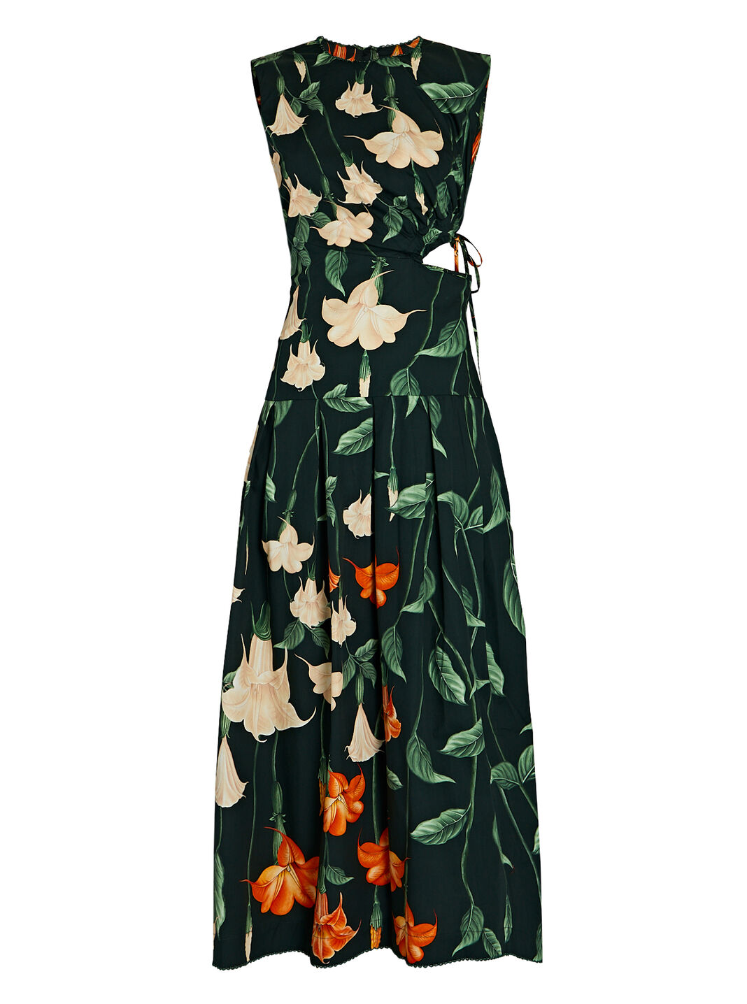 Oto&ntilde;o Cut-Out Floral Midi Dress