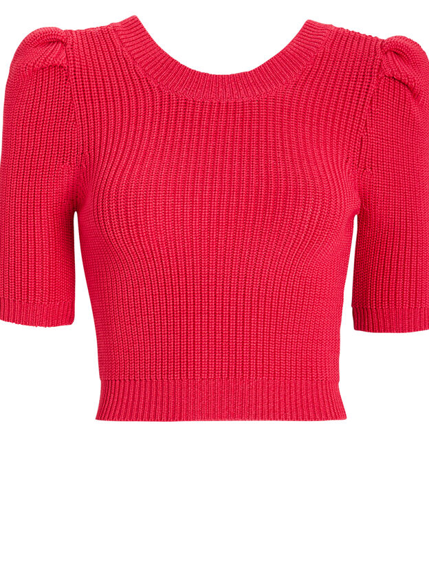 Pleated Sleeve Knit Crop Top