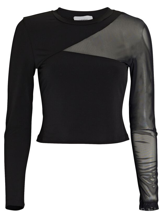 Mesh Cut-Out Long Sleeve Top