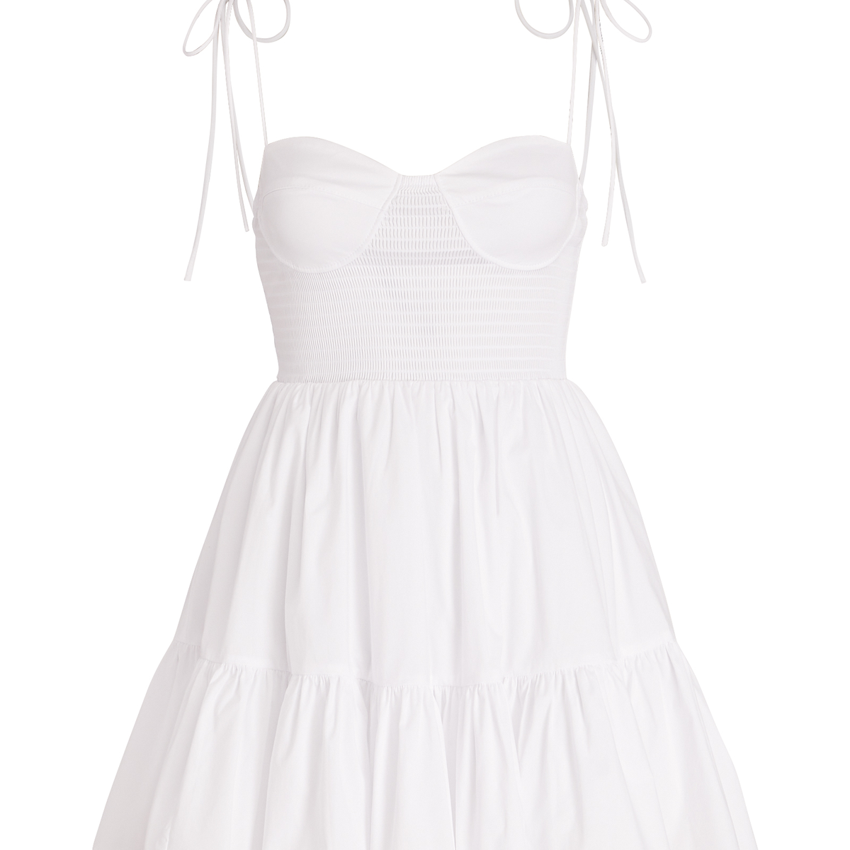 STAUD Landry Ruffled Mini Dress in White | INTERMIX®