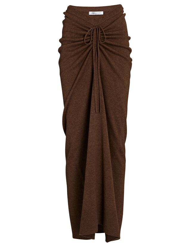 Ruched Wool-Cashmere Maxi Skirt