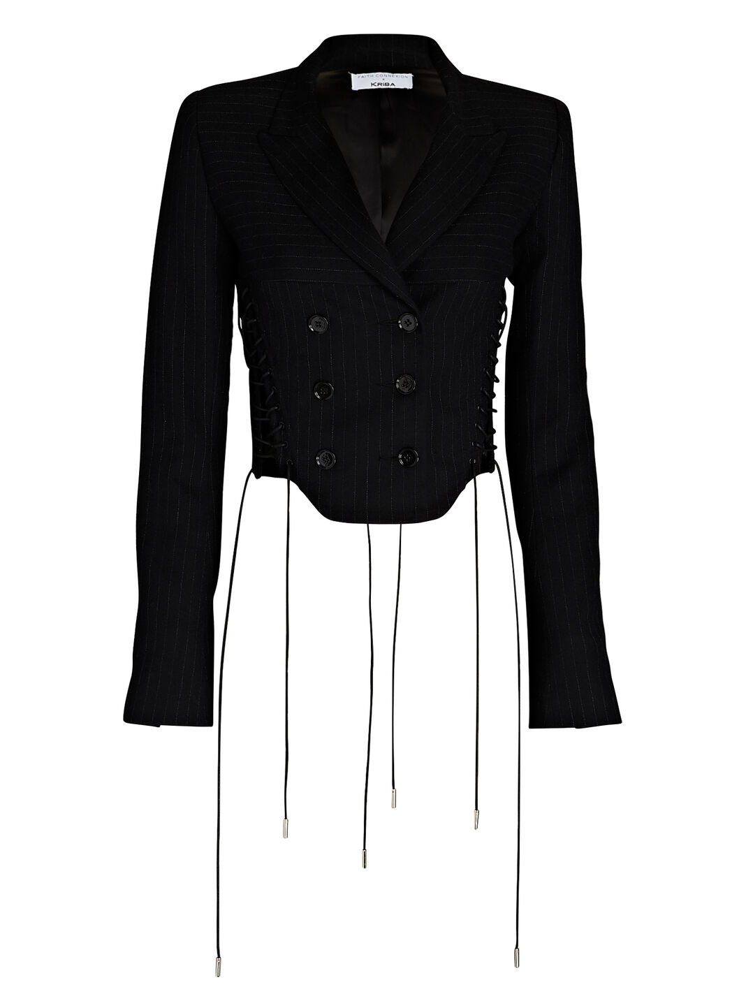 Lace-Up Pinstriped Bustier Blazer