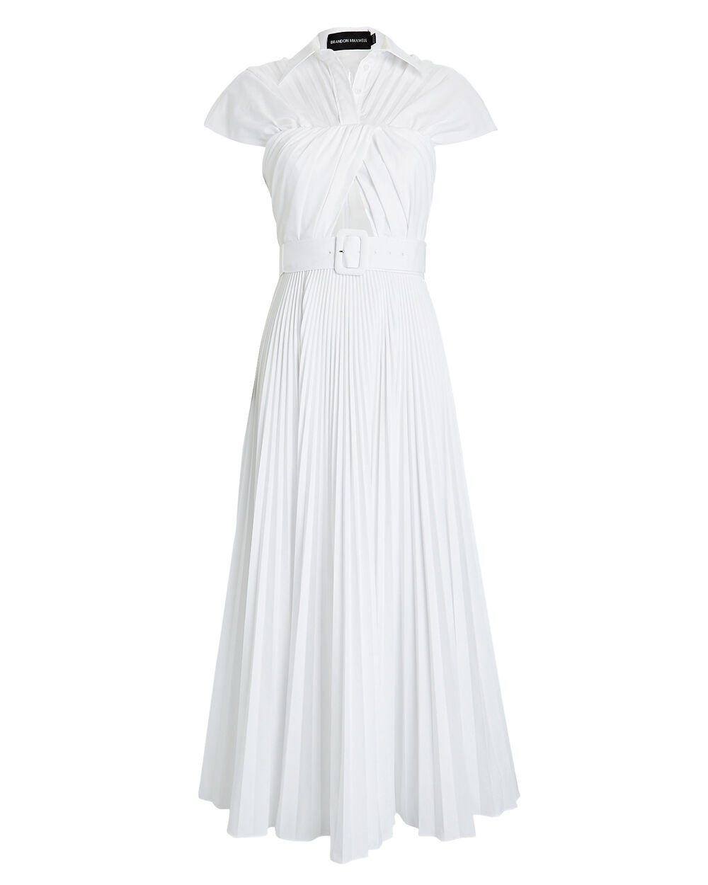 BRANDON MAXWELL Elaine belted two-tone cotton-blend twill midi dress